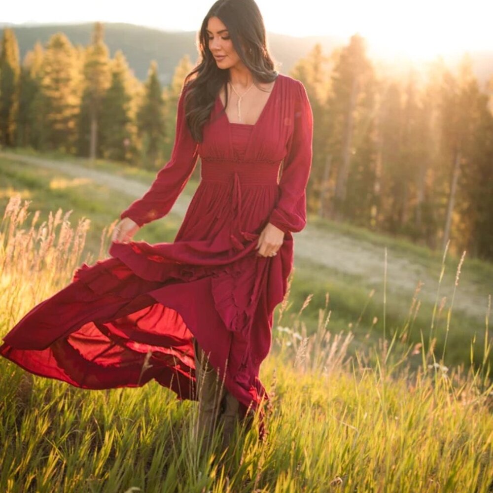Pink Lily Burgundy Maxi Dress